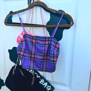 🎃lil tank crop top purple plaid superrr cute and trendy